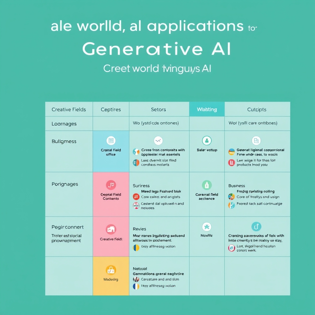 A table or diagram illustrating different real-world applications of Generative AI across various sectors.